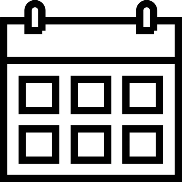 Kalender Datum Evenement Pictogram Grote Lijnen — Stockvector