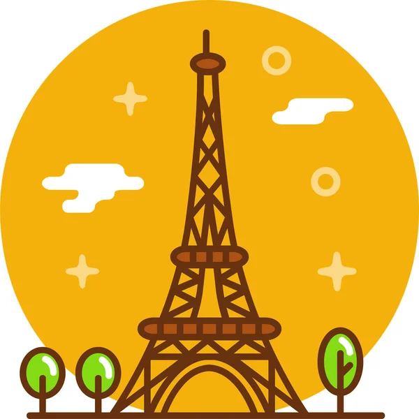 Eiffeltornet France Paris Ikon Fylld Kontur Stil — Stock vektor