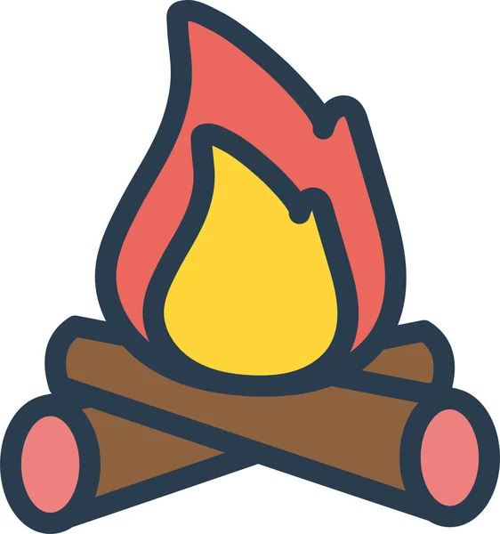 Burning Campfire Flame Icon Filled Outline Style — стоковый вектор