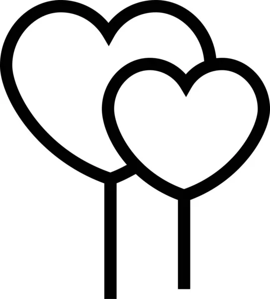 Balloon Baloon Heart Icon Outline Style — Stock Vector