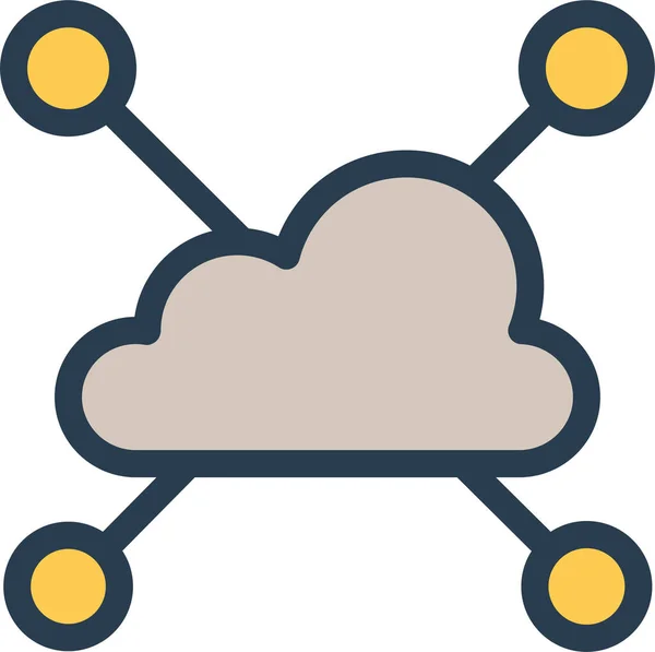 Icona Dei Dispositivi Cloud Computing Stile Contorno Pieno — Vettoriale Stock