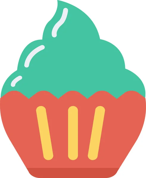 Backkuchen Muffin Ikone Flachen Stil — Stockvektor