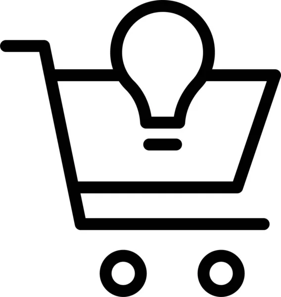 Bulb Buy Cart Icon Stile Contorno — Vettoriale Stock
