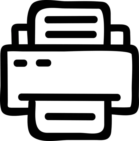Ikona Faksu Komputerowego Stylu Ręcznie Rysowanym — Wektor stockowy