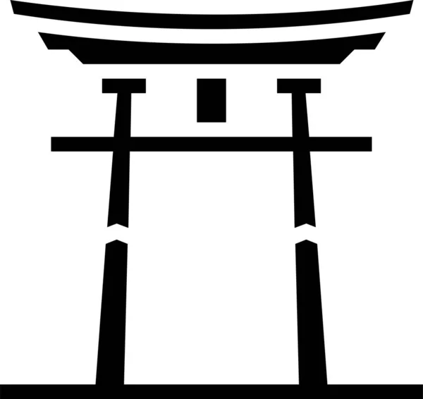 Japón Asia Icono Construcción Estilo Sólido — Vector de stock