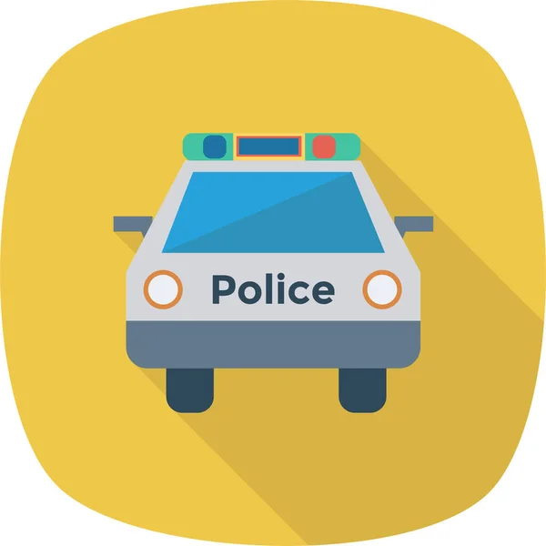 Auto Car Police Icon Long Shadow Style — Stock Vector