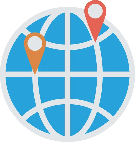 Global Location Map Icon Flat Style — Stock Vector