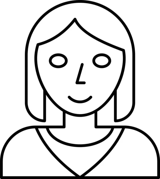 Female Girl Young Icon Outline Style — Stock Vector