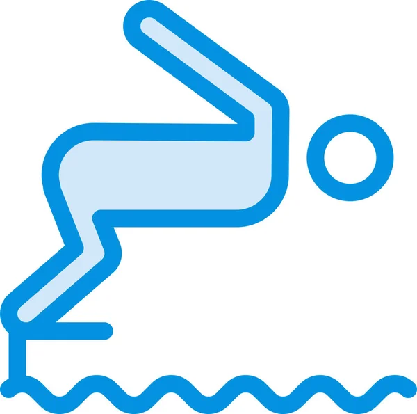 Icono Piscina Ejercicio Buceo Estilo Contorno Lleno — Vector de stock