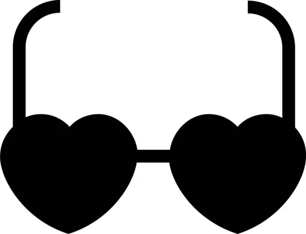Gafas Corazón Gafas Amor Icono Estilo Sólido — Archivo Imágenes Vectoriales