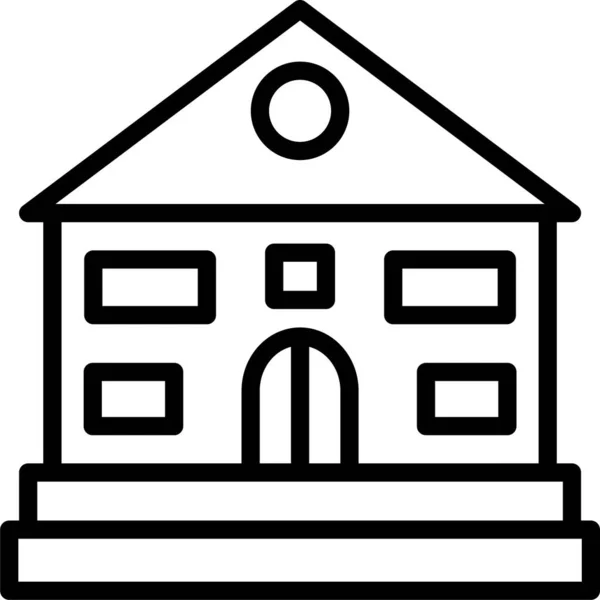 银行大楼建筑图标的轮廓风格 — 图库矢量图片