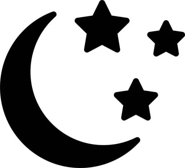 Noche Luna Brillo Icono Estilo Sólido — Vector de stock