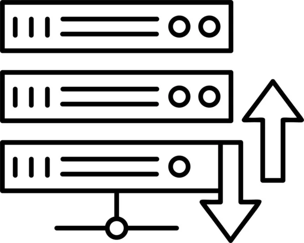 Icône Stockage Serveur Téléchargement Dans Style Contour — Image vectorielle