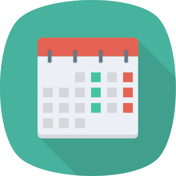 Calendario Data Icona Multimediale Stile Piatto — Vettoriale Stock