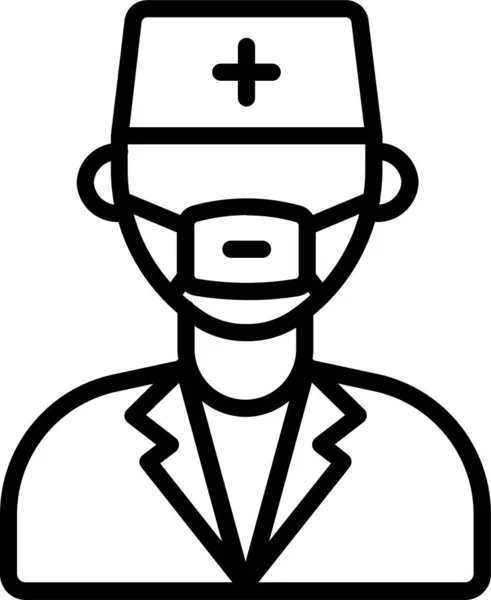 Medisch Masker Covid Pictogram Omtrek Stijl — Stockvector