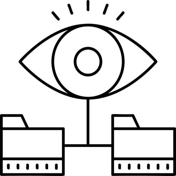 Oogbestanden Map Pictogram Omtrek Stijl — Stockvector