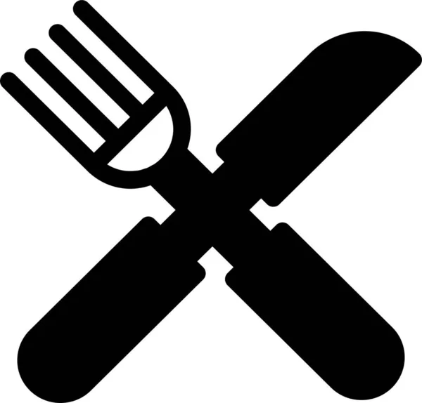Widelec Kuchnia Nóż Ikona Stylu Solid — Wektor stockowy