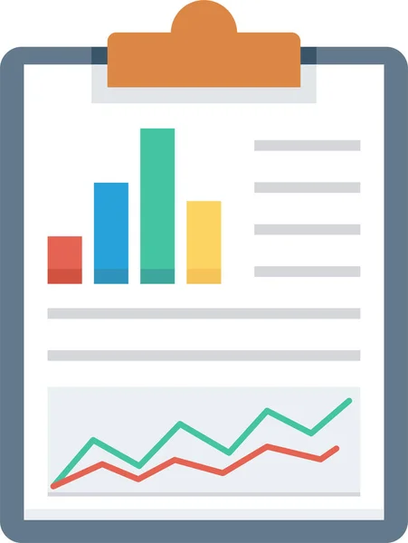 Analytics Grafiek Klembord Pictogram Platte Stijl — Stockvector