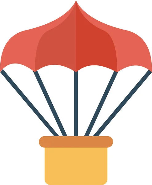 気球飛行パラシュートアイコンをフラットスタイルで — ストックベクタ