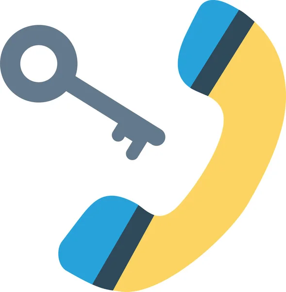 Call Key Lock Icon Flat Style — Stock Vector