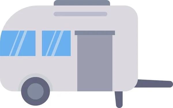 Caravana Remolque Icono Camión Estilo Plano — Vector de stock