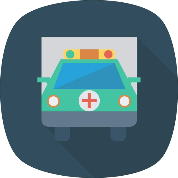 Ambulans Otomatik Tıbbi Simgesi Uzun Gölge Biçiminde — Stok Vektör