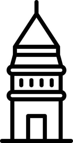 Ikona Miniaturní Věže Stylu Osnovy — Stockový vektor