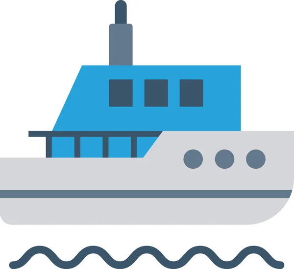 Boot Frachtschiff Ikone Flachen Stil — Stockvektor