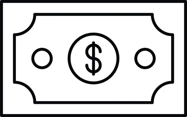 Ikona Pieniądza Gotówkowego Dolara Zarysie — Wektor stockowy