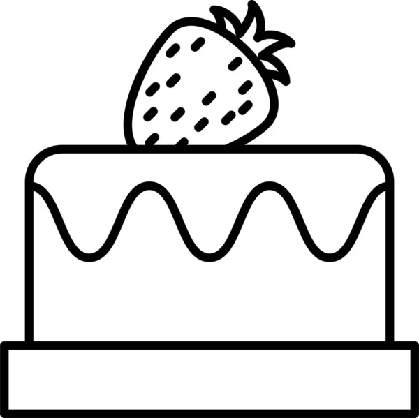 Birthday Cake Dessert Icon Outline Style — Stock Vector