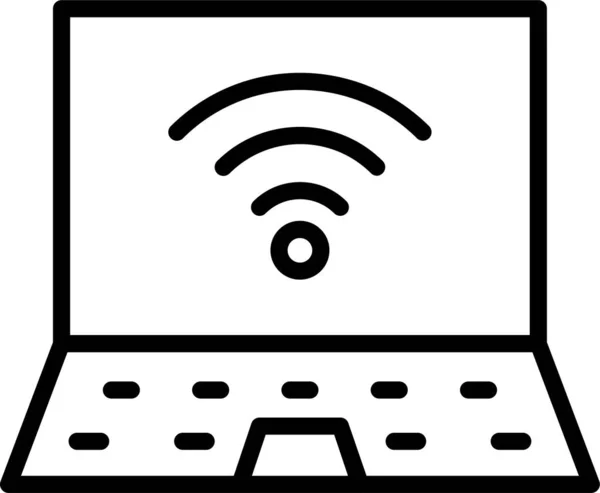 Icono Conexión Wifi Portátil Estilo Esquema — Archivo Imágenes Vectoriales