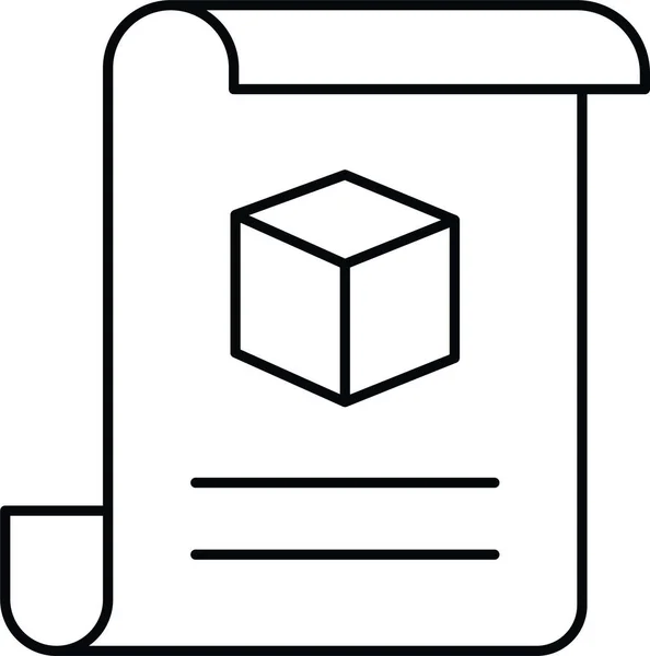 Würfel Papiersymbol Umrissstil — Stockvektor
