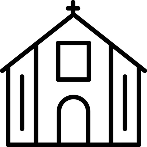 Edificio Icono Iglesia Católica Estilo Esquema — Vector de stock