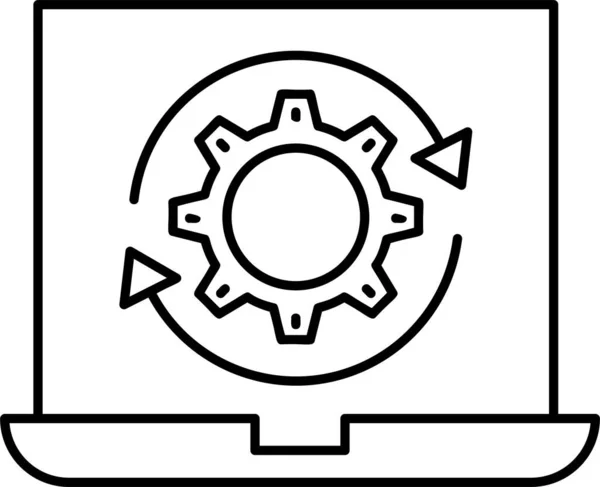 Dispositivo Latptop Ricaricare Icona Stile Contorno — Vettoriale Stock