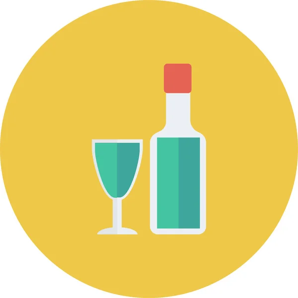 Icona Bottiglia Alcool Bar Stile Piatto — Vettoriale Stock