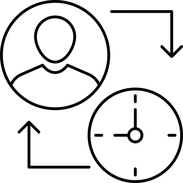 Uhr Mitarbeiter Büro Ikone Outline Stil — Stockvektor