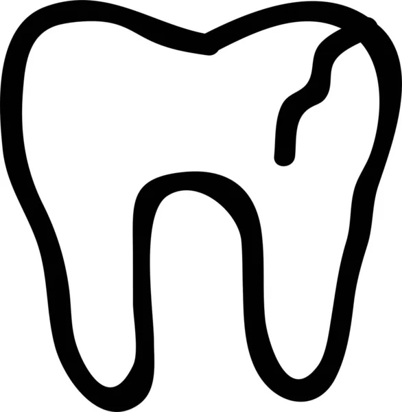Dommages Cassés Icône Dentaire Dans Style Dessiné Main — Image vectorielle