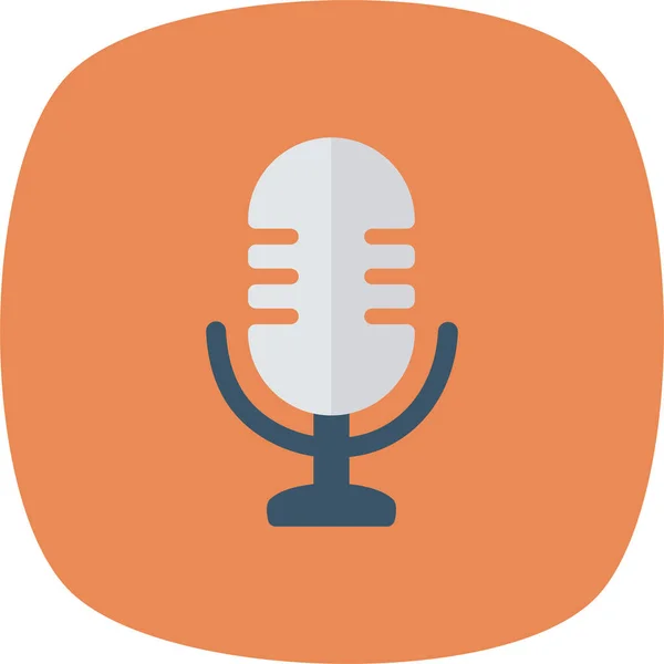 Ícone Microfone Áudio Estilo Plano — Vetor de Stock