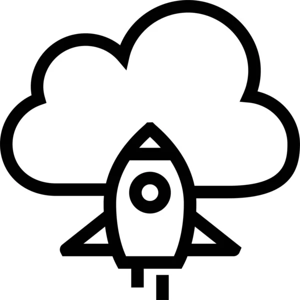 Ícone Lançamento Computação Nuvem Estilo Esboço —  Vetores de Stock