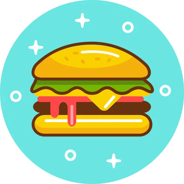 Burger Cheeseburger Fast Food Icon Filled Outline Style — стоковый вектор