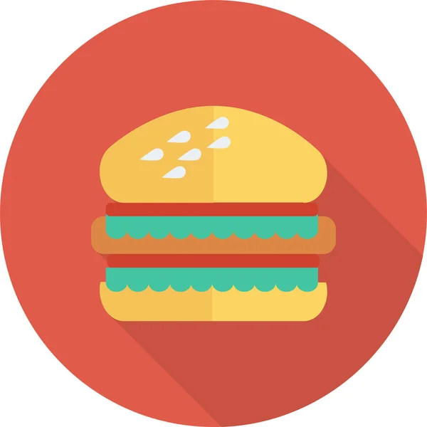 Beef Burger Cooked Icon Long Shadow Style — Stock Vector