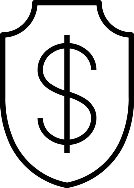 Δολάριο Ασπίδα Ασφαλές Εικονίδιο Στυλ Περίγραμμα — Διανυσματικό Αρχείο