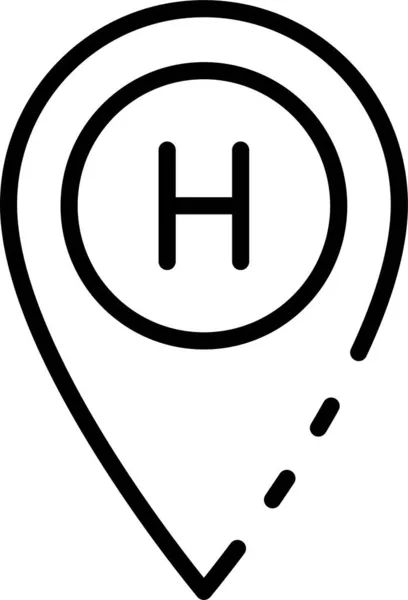 ヘルプパッドの位置情報アイコンをアウトラインスタイルで表示 — ストックベクタ