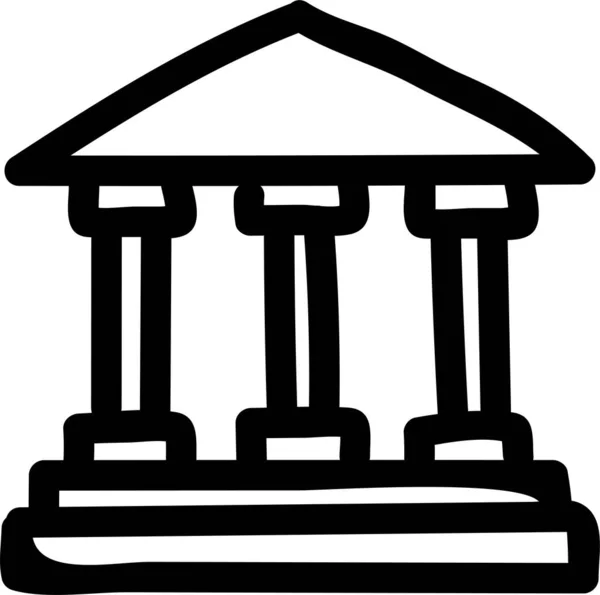 Ikona Banku Budynku Gotówki Stylu Ręcznie Rysowane — Wektor stockowy