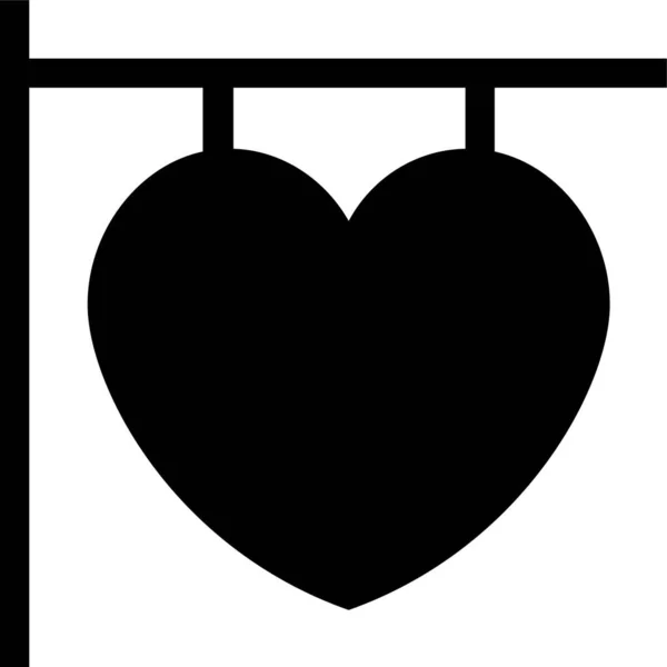 吊板爱情板爱情图标坚实的风格 — 图库矢量图片