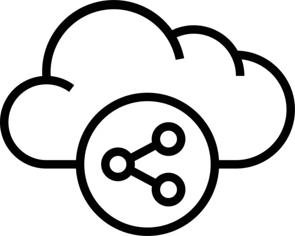 Cloud Computing Compartir Icono Estilo Esquema — Archivo Imágenes Vectoriales