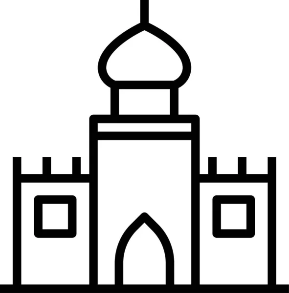 Budování Památníku Muslimské Ikony Stylu Osnovy — Stockový vektor