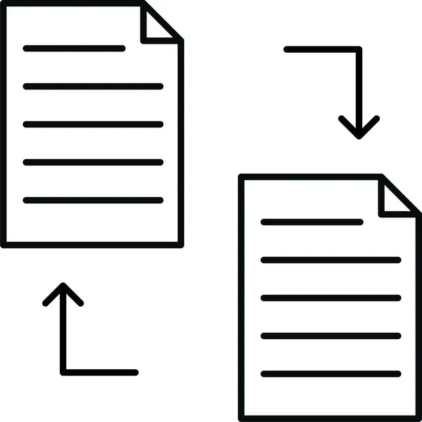 Dosya Paylaşım Kağıt Sayfası Simgesi Ana Hat Biçiminde — Stok Vektör