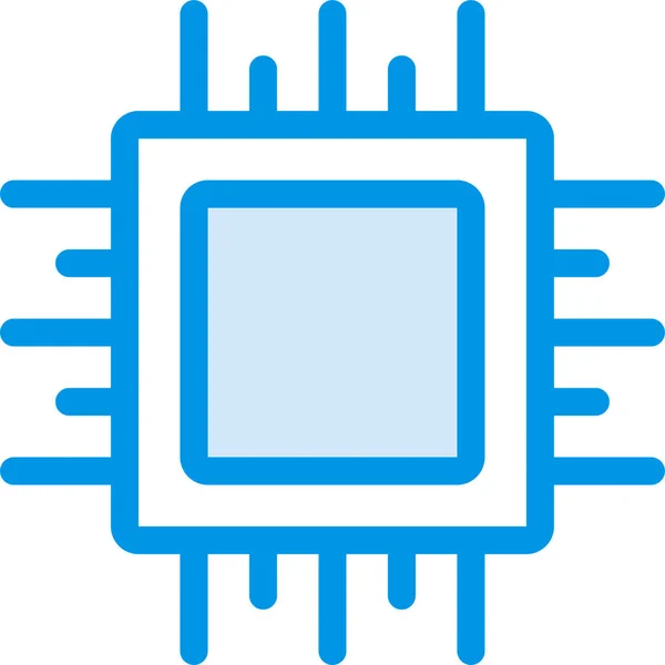 Computer Cpu Microchip Icoon Gevulde Outline Stijl — Stockvector