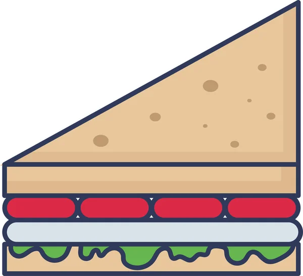 Sandwich Snack Déjeuner Icône Dans Style Contour Rempli — Image vectorielle